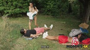 MOMMY4K  Horny Mommy is too sneaky and used her chance to fuck a young dick hard on the grass