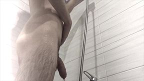 hot teen takes a shower with foam / hot / big dick