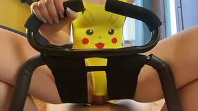 Cum in the Electro Pussy of a Slender Bitch with a Snapchat Mask