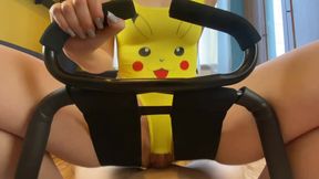Cum in the Electro Pussy of a Slender Bitch with a Snapchat Mask
