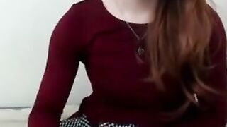 Redhead Crossdresser Sprays Sperm On Webcam