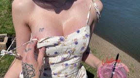 Ukrainian beauty caught in vigorous outdoor fuck with a colossal boob surprise