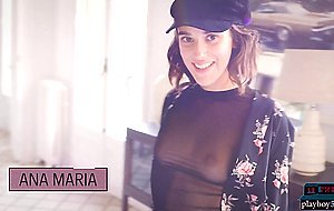 Petite and natural brunette teen model Ana Maria showing off her hot body