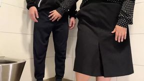 I shoot my load on my mother-in-law's smooth legs in a public restroom