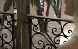 Receptionist jerks her clients in the hotel room