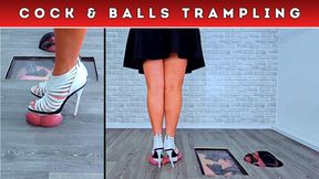 Smashing Your Cock & Balls Under My White Gladiator Platform Heels (D83) - Split Cam - Trampling Trample CBT Ballbusting Crush Stiletto Shoe Fetish