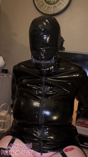 MILF in Bitbit Gag in Chained Latex Dress