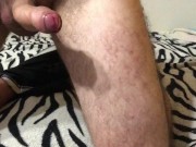 I jerk my big cock for you and play with my hole with my finger. I spew my cum all over your stomach