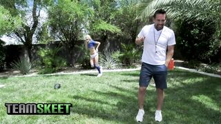 StepSiblings - Athletic Stepsisters get Curious with Coach's Cock