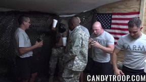 Military hunks anally hazing new members in the barracks