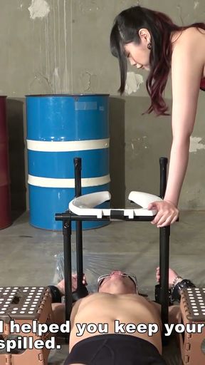 Japanese dominatrix Akane treats her slave as a human chair   Clip 1
