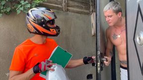 The Courier Delivered an Unusual Package and Caught the Twink Having Anal Sex, Got Excited and Fucked Him so Hard