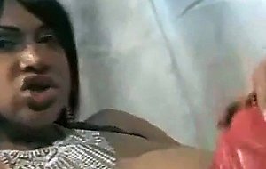 White Guy In Mask With Ebony Tgirl