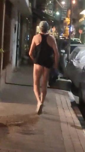 Naked walking around the street at night