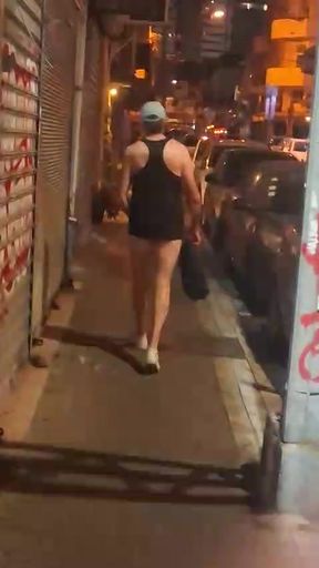 Naked walking around the street at night
