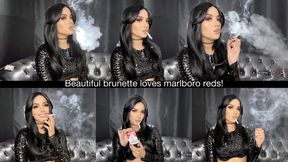 Beautiful brunette loves marlboro reds!