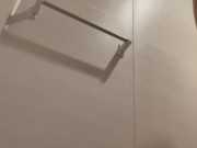 Chubby Japanese man inserts wall-mounted dildo into anus