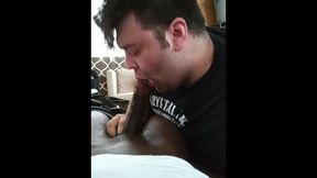 College man sucking his roomate while other roomate is in class