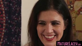 MatureLacey com - Pantyhose lesbian passion with a GILF and MILF