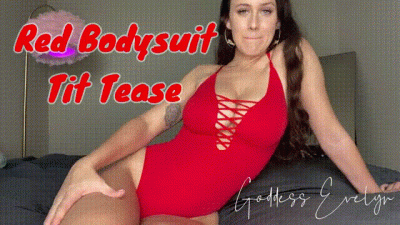 Red Bodysuit Tit Tease