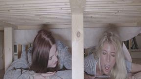 ”Stepbrother sneaks behind & tastes his stepsisters sweet muffs”