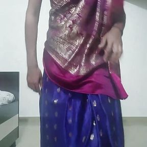 Wear satin saree