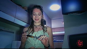 Hippie girl Eva Fay fucks a stranger in her camper van