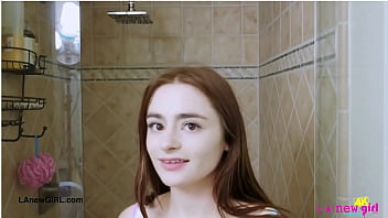 Cute teen slut took a shower
