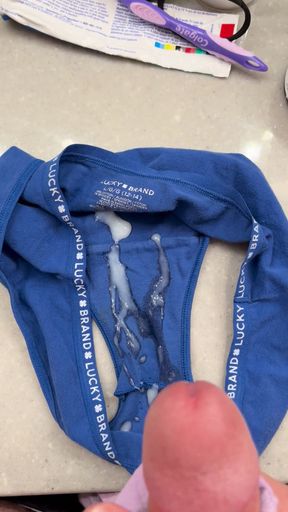 Cum in the twins cute blue panties
