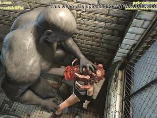 Jill in Trouble getting banged by Resident Unmerciful monsters CG porn Animation