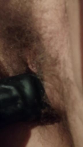 Hairy trans boy jerks off with bad dragon toy