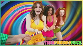 Teen friends play sex games and fuck hard