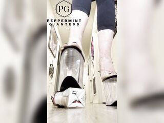 6'7" / 200 cm Tall Amazon Giantess Domina Crushes her Protein Swallow with her Size 16 Biggest Feet in 8 inch Heels