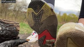 you have to lick the dirty sneakers of two girls after chasing them while looking at their butts