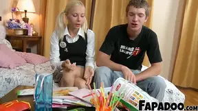 Amateur blonde girlfriend tries anal for the first time