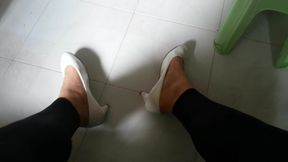 White Patent Pumps with Black Leggings Teaser