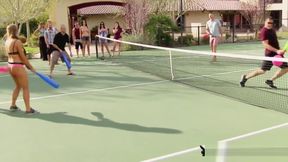 American couples get to know one another in a baseball game They all take their clogtes off