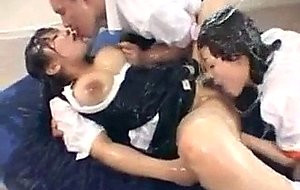 Japanese Girls Covered In Lotion Part 1