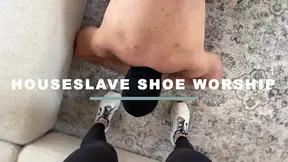 Houseslave Shoe Worship: Lord Maria makes her slave worship her sweaty running shoes and lick them clean