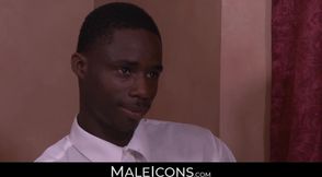 MaleIcons.com - Ebony bottom guy's intense anal session with hung white stud