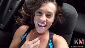 Sloppy Road Blowjob with Kelsi Monroe Ends in Messy Facial