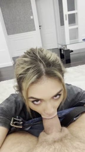 Young blonde giving blowjob