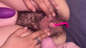 Hairy MILF cheats on hubby with big cock and cums hard
