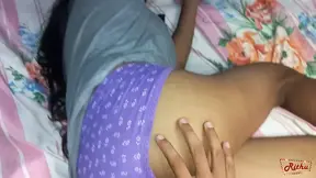 Indian Muslim girl takes on my bed in a real homemade scene.