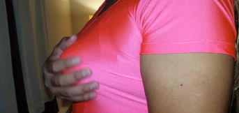 Super Shinny Pink Top and Pointy Boobs, 90s Workout Clothes