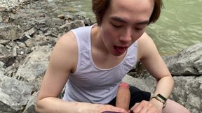 Swallowing My Cock Next to the River