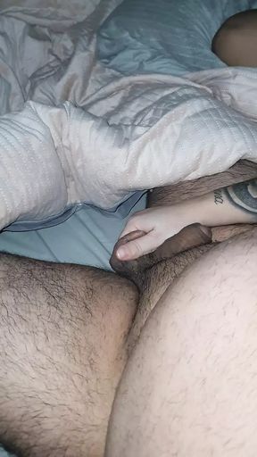 Step mom in bed Squeezed step son balls harder