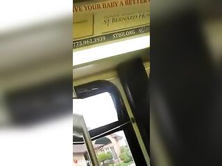 Flash Ebony Teen on Bus