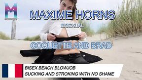 French Vlog Bisexual Beach Outdoor Blowjob Sucking and Stroking with No Shame