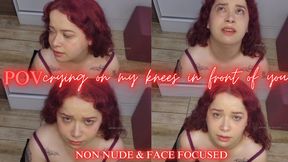 POV latina redhead cries on her knees in front of you